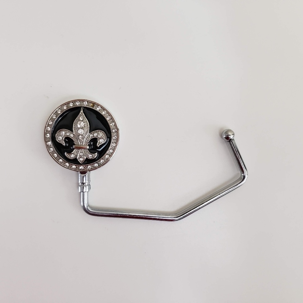 Silver/Black Jeweled Table Purse Holder